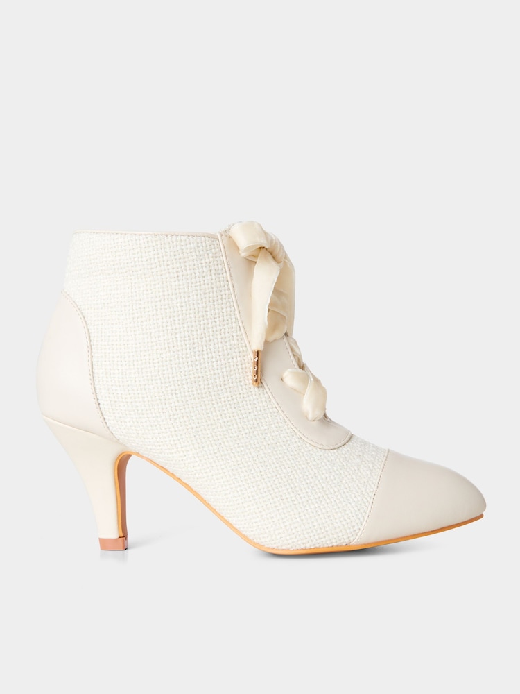 Joe Browns Brown Vintage Tweed Heeled Boots - Image 2 of 5