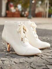 Joe Browns Brown Vintage Tweed Heeled Boots - Image 5 of 5