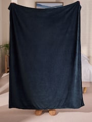 Navy Plush Fleece Throw - Image 3 of 4