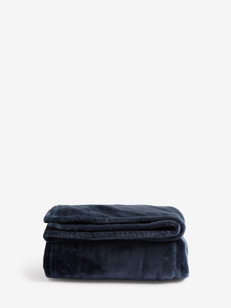 Navy Plush Fleece Throw - Image 5 of 5 Navy Plush Fleece Throw - Image 5 of 5