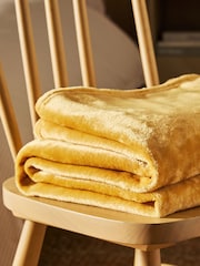 Ochre Yellow Plush Fleece Throw - Image 3 of 4