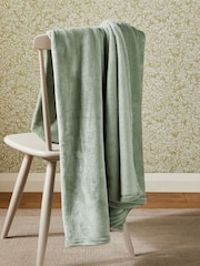 Sage Green Plush Fleece Throw - Image 1 of 8