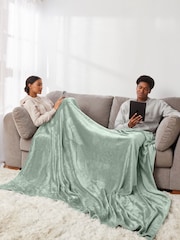 Sage Green Plush Fleece Throw - Image 3 of 8
