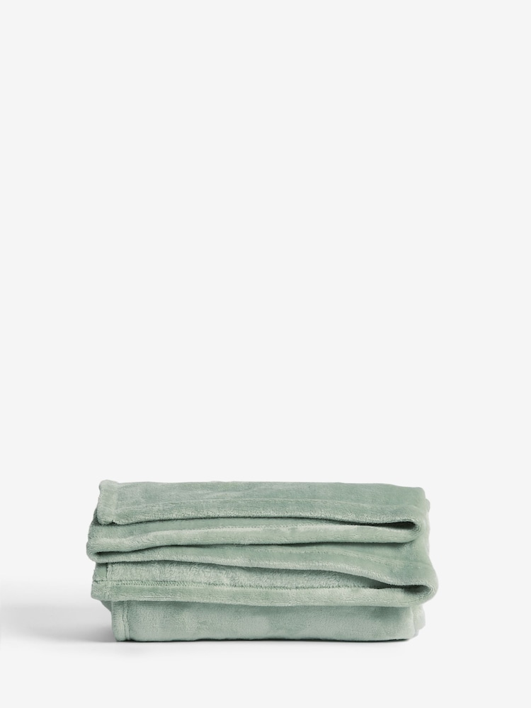 Sage Green Plush Fleece Throw - Image 8 of 8