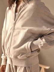 بيج فاتح شاحب - Lounge 100% Cotton Bomber Jacket - صورة 7 من 9