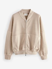بيج فاتح شاحب - Lounge 100% Cotton Bomber Jacket - صورة 8 من 9
