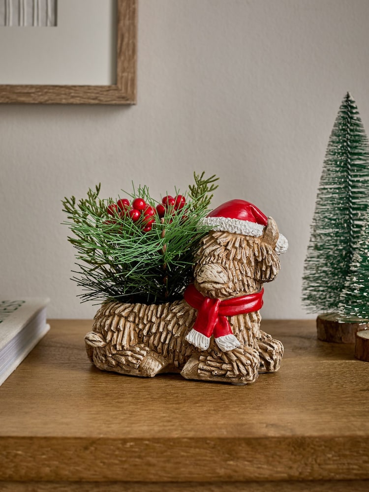 Künstlicher Blumentopf „Hamish“ mit Weihnachtsmotiv - Bild 1 von 1