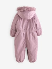 Pink Shower Resistant Faux Fur Trim Snowsuit (3mths-7yrs) - Image 10 of 12