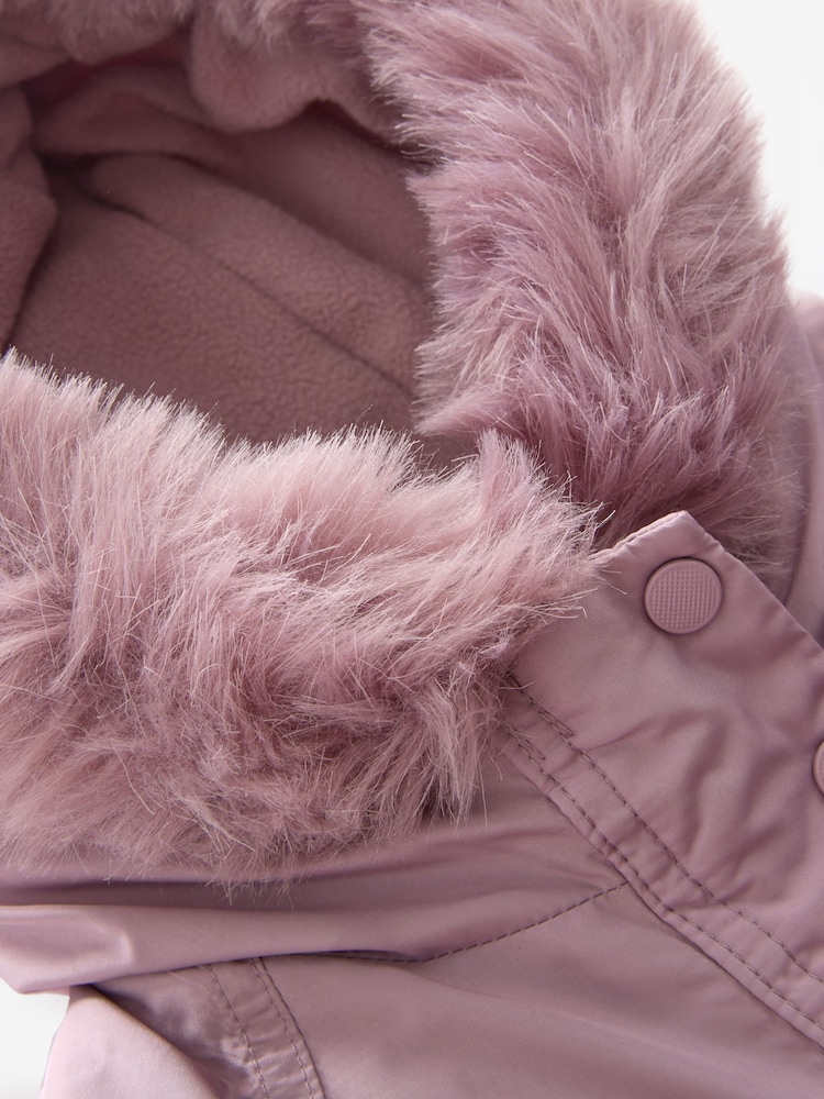 Pink Shower Resistant Faux Fur Trim Snowsuit (3mths-7yrs) - Image 12 of 12