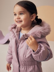 Pink Shower Resistant Faux Fur Trim Snowsuit (3mths-7yrs) - Image 6 of 12
