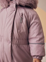 Pink Shower Resistant Faux Fur Trim Snowsuit (3mths-7yrs) - Image 8 of 12