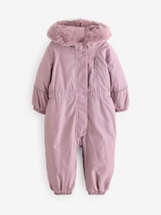 Pink Shower Resistant Faux Fur Trim Snowsuit (3mths-7yrs) - Image 9 of 12