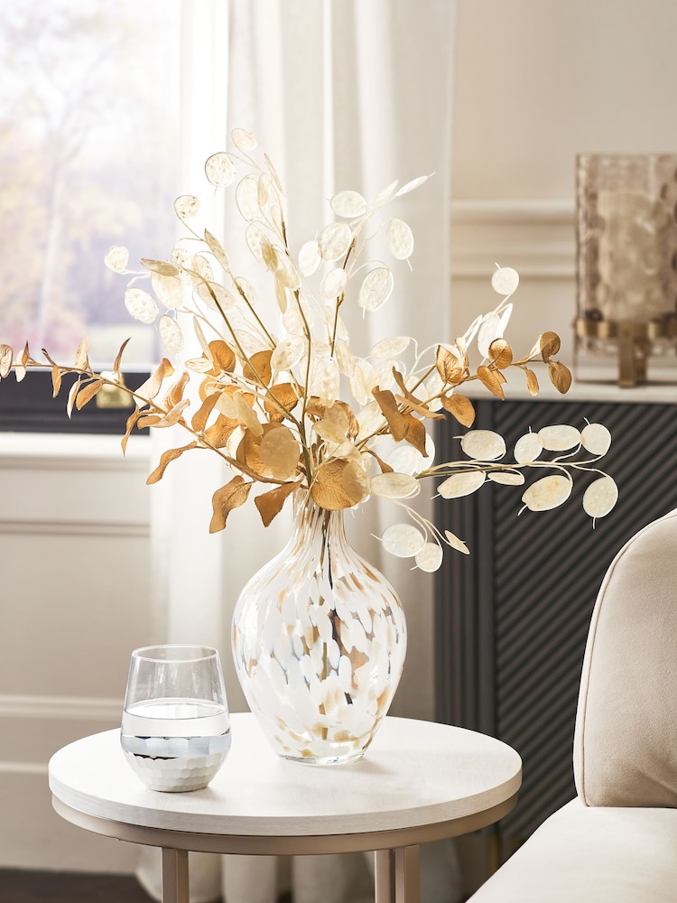 Künstlicher Eukalyptusstrauß und Konfetti-Vase - Bild 1 von 4 Künstlicher Eukalyptusstrauß und Konfetti-Vase - Bild 1 von 4
