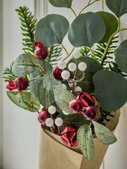 Red Berry and Eucalyptus Artificial Foliage Christmas Bouquet - Image 2 of 4
