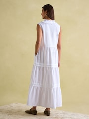 Joules Ophelia White Sleeveless Tiered Dress - Image 2 of 6