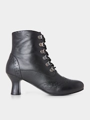 Joe Browns Black Brogue Heeled Lace Up Boots - Image 1 of 4