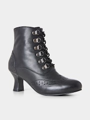 Joe Browns Black Brogue Heeled Lace Up Boots - Image 2 of 4