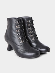 Joe Browns Black Brogue Heeled Lace Up Boots - Image 3 of 4