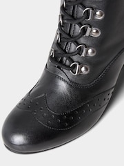 Joe Browns Black Brogue Heeled Lace Up Boots - Image 4 of 4