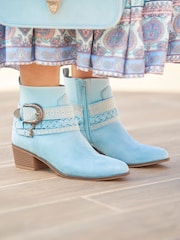 Joe Browns Blue Soft Slouchy Western Ankle Boots - Image 2 of 6