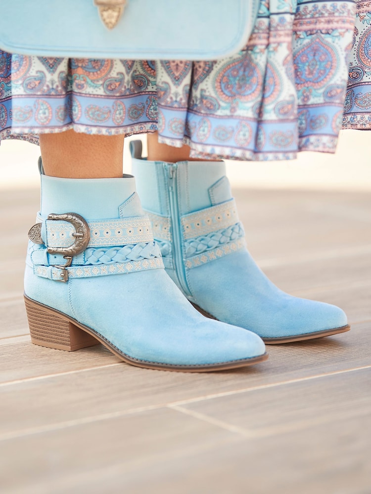 Joe Browns Blue Soft Slouchy Western Ankle Boots - Image 2 of 6