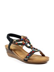Lunar Black Epsom Wedge Sandals - Image 4 of 7