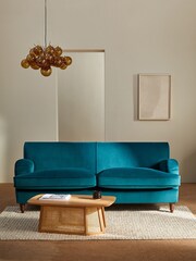 MADE.COM Matt Velvet Navy Blue Orson 3 Seater Sofa - Image 3 of 3
