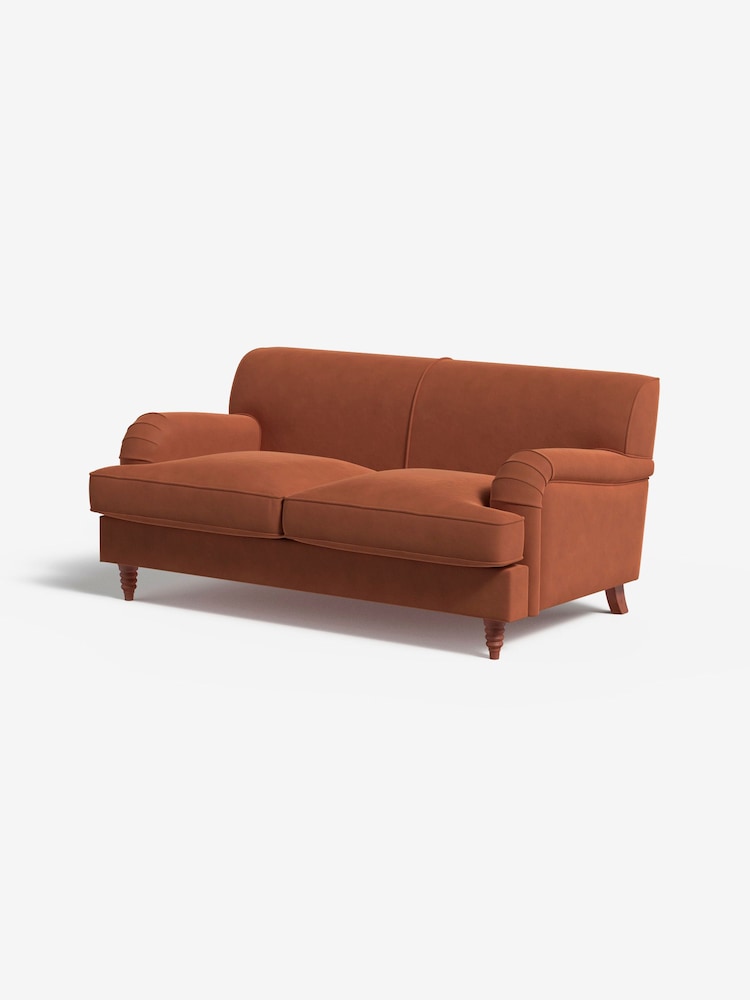 MADE.COM Matt Velvet Burnt Orange Orson 2 Seater Sofa - Image 1 of 3