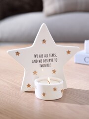 White Sentiment Tea Light Candle Holder - Image 1 of 5
