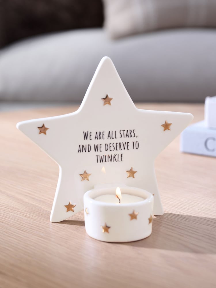 White Sentiment Tea Light Candle Holder - Image 1 of 5