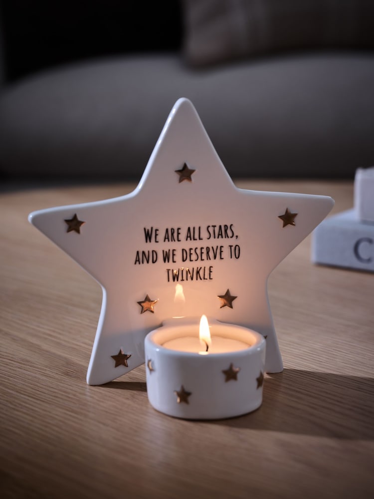 White Sentiment Tea Light Candle Holder - Image 2 of 5 White Sentiment Tea Light Candle Holder - Image 2 of 5