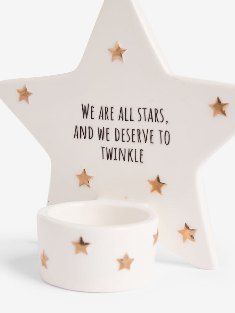 White Sentiment Tea Light Candle Holder - Image 5 of 5 White Sentiment Tea Light Candle Holder - Image 5 of 5