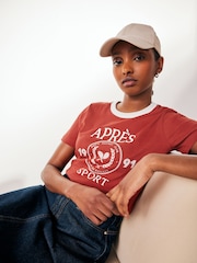 Red / White Tennis Graphic Essential Pure 100% Cotton Short Sleeve Crew Neck T-Shirt - Image 1 of 5