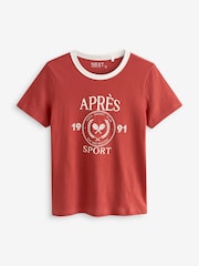 Red / White Tennis Graphic Essential Pure 100% Cotton Short Sleeve Crew Neck T-Shirt - Image 4 of 5