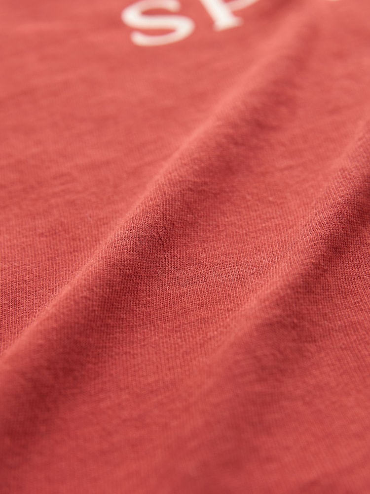 Red / White Tennis Graphic Essential Pure 100% Cotton Short Sleeve Crew Neck T-Shirt - Image 5 of 5