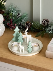 White Stag Plate Christmas Tea Light Candle Holder - Image 1 of 6