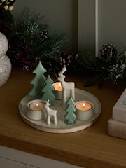 White Stag Plate Christmas Tea Light Candle Holder - Image 2 of 6