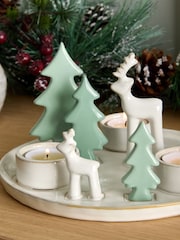 White Stag Plate Christmas Tea Light Candle Holder - Image 3 of 6