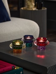 Set of 3 Multicolour Glass Candle Holders - Image 2 of 6