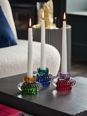 Set of 3 Multicolour Glass Candle Holders - Image 3 of 6