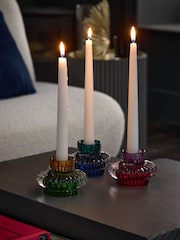 Set of 3 Multicolour Glass Candle Holders - Image 4 of 6