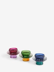 Set of 3 Multicolour Glass Candle Holders - Image 6 of 6