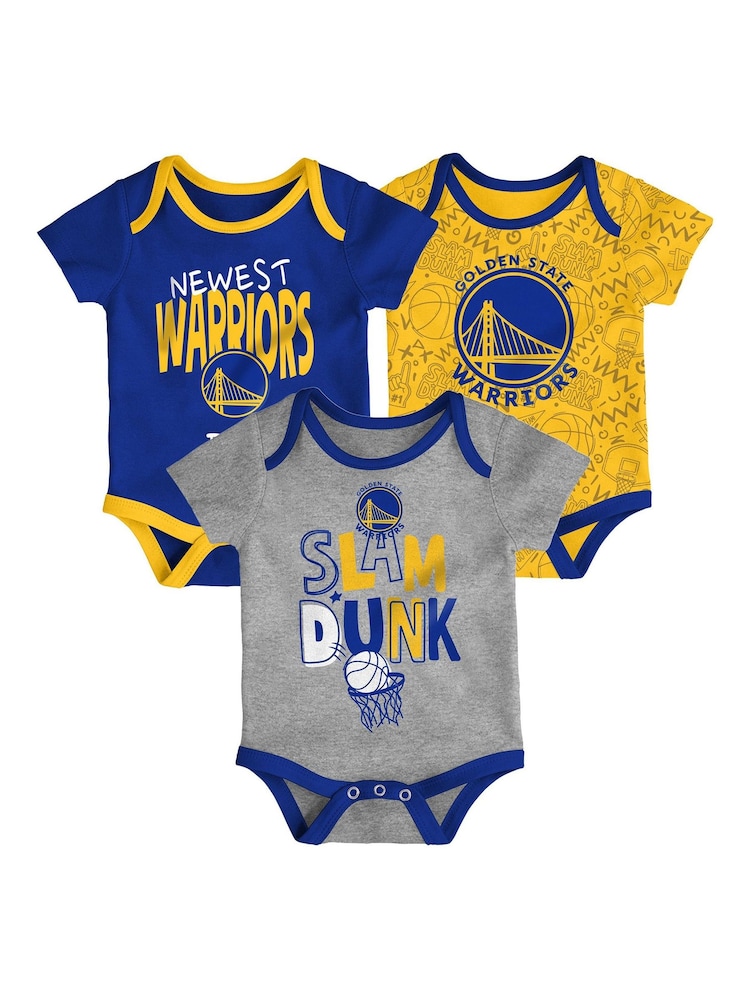 NBA Golden State Warriors Slam Dunk 3pc 100% Cotton Bodysuit Newborn - Image 1 of 4 NBA Golden State Warriors Slam Dunk 3pc 100% Cotton Bodysuit Newborn - Image 1 of 4
