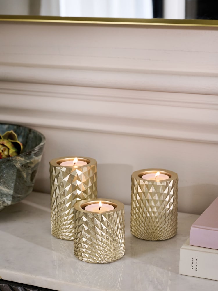 Set of 3 Hex Tiered Tea Light Candle Holders - Image 1 of 1