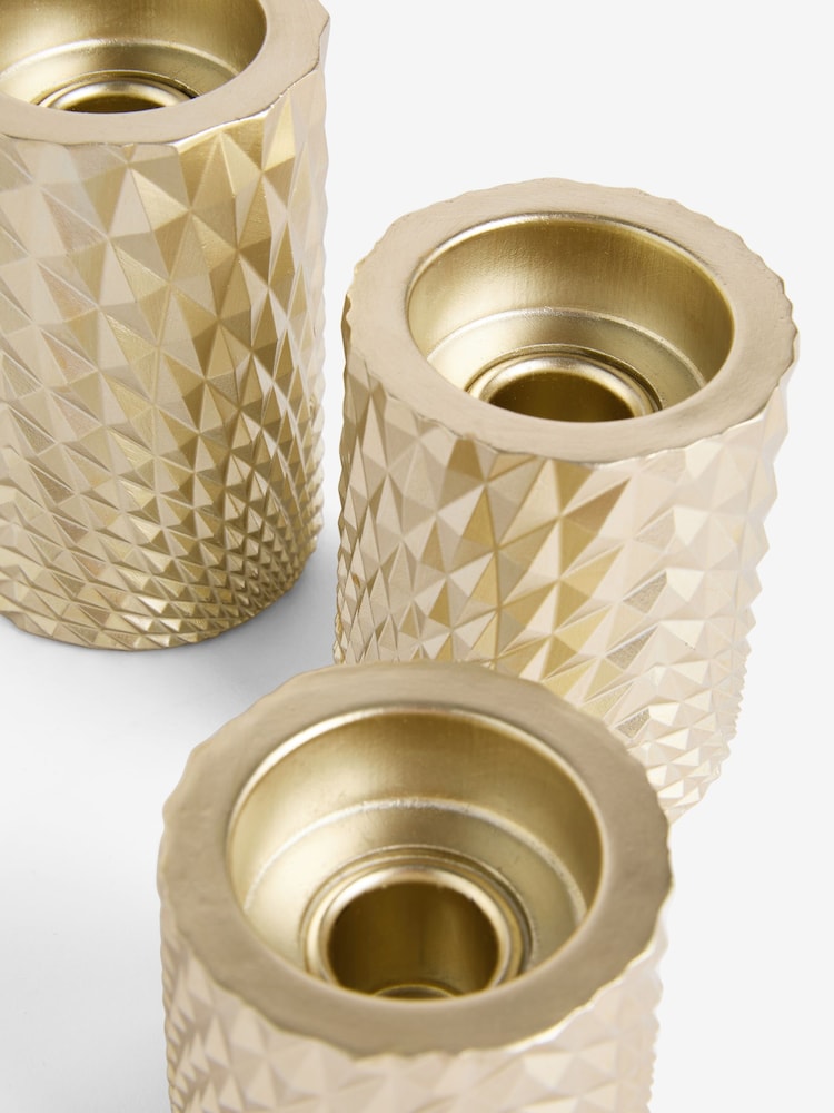 Set of 3 Gold Hex Tiered Tea Light Candle Holders - Image 10 of 10