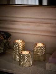 Set of 3 Gold Hex Tiered Tea Light Candle Holders - Image 2 of 10