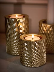 Set of 3 Gold Hex Tiered Tea Light Candle Holders - Image 8 of 10