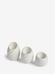 Set of 3 White Pleat Tea Light Candle Holders - Image 4 of 5