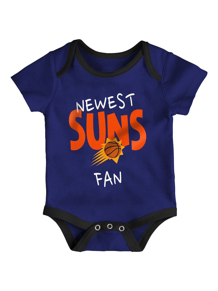 Fanatics Blue NBA Phoenix Suns Slam Dunk 100% Cotton Bodysuits 3 Pack Newborn - Image 4 of 4