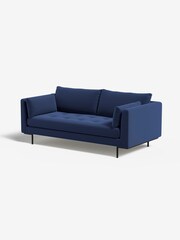 MADE.COM Matt Velvet Navy Blue Harlow 2 Seater Sofa - Image 1 of 4